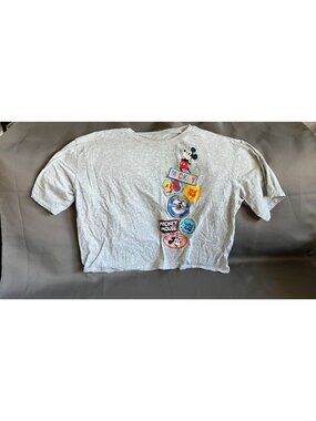 Disney Mickey Mouse Gray T-Shirt With Colorful Patches & Graphics XXL Juniors